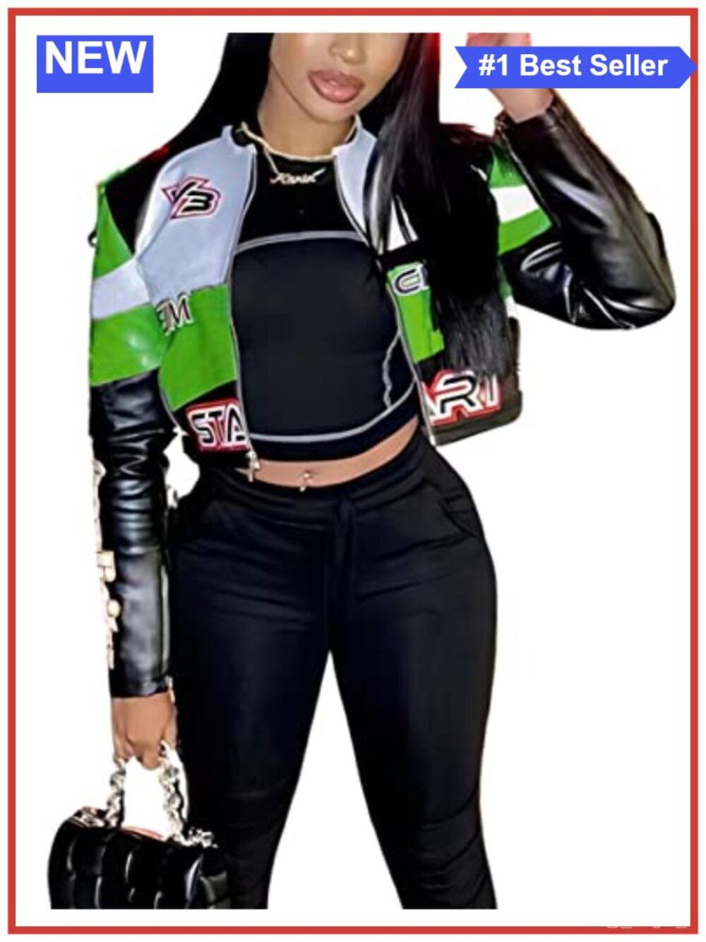 Faux Leather Jacket Women Zipper Moto Biker Cropped Bomber